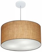 Lustre Pendente Cilíndrico Md-4101 Cúpula em Tecido 60x30cm Palha - Bivolt