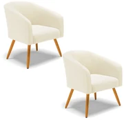 Poltrona Decorativa Pé Palito Castanho Kit 2 Stella Cotelê Int/Veludo D03 - D'Rossi - Off White