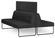 Sofa Pix com 2 Unidades e Painel Divisor Assento Crepe Base Aco Preto - 55062 Sun House