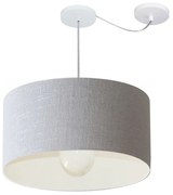 Lustre Pendente Cilíndrico Com Desvio Md-4232 Cúpula em Tecido 55x25cm Rustico Cinza - Bivolt