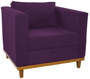 Poltrona Decorativa Europa Suede Roxo ADJ Decor