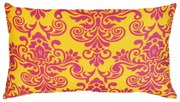 Capa de Almofada Suede Suprema em Tons Amarelo e Pink - Jacquard - 60x30cm