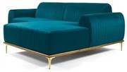 Sofá 350cm 6 Lugares com Chaise Direito Pés Gold Molino C-66 Veludo Tu