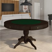 Mesa de Jogos Carteado 6 Lugares Bellagio com Gavetas e Tampo Reversível Base Estrela com Tecido Capuccino/Verde G42 - Gran Belo