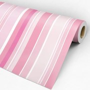 Papel de parede adesivo listrado rosa e branco