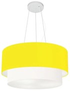 Pendente Cilíndrico Amarelo e Branco MJ-4061 Para Mesa de Jantar e Estar