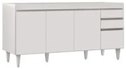 Balcão Gabinete 160cm Sem Tampo 4 Portas 2 Gavetas Arkansas Branco - L