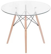 Mesa Eames DKR Base Madeira Tampo de Vidro 90cm - 71493 Sun House