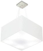 Lustre Pendente Quadrado Md-4199 Cúpula em Tecido 30/60x60cm Branco - Bivolt