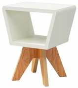 Mesa Lateral Amaraji cor Off White com Freijo 43 cm (LARG) - 56181 Sun House