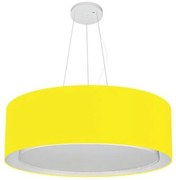 Lustre Pendente Cilíndrico Duplo Md-4126 Cúpula em Tecido 80x30cm Amarelo - Bivolt