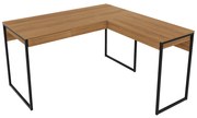 Mesa Angular para Escritório Home Office ME4157 MDP Amendoa/Preto G69 - Gran Belo