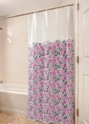 Cortina de Box com Visor Floral Rosa 180x140 cm