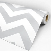 Papel de Parede Chevron Cinza Claro e Branco 0.52m x 3.00m