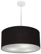 Lustre Pendente Cilíndrico Md-4100 Cúpula em Tecido 50x25cm Preto - Bivolt