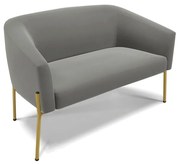 Sofá Namoradeira 2 Lugares Pé de Ferro Dourado Stella Suede D03 - D'Rossi - Grafite