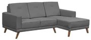 Sofá Living 3 Lugares com Chaise Esquerdo Pés Retrô Capricho Suede Cin