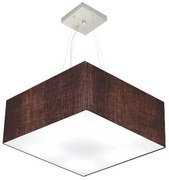 Lustre Pendente Quadrado Md-4071 Cúpula em Tecido 30/70x70cm Café - Bivolt