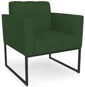 Poltrona Decorativa Base Industrial Preto Ana Veludo Luxo Verde - Ibiz