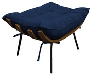 Puff Decorativo Costela Base Fixa Suede Azul Marinho - ADJ Decor