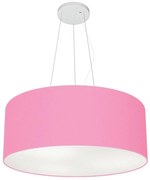 Lustre Pendente Cilíndrico Md-4047 Cúpula em Tecido 50x21cm Rosa Bebê - Bivolt