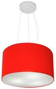 Lustre Pendente Cilíndrico Md-4009 Cúpula em Tecido 40x21cm Vermelho - Bivolt