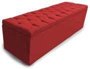 Calçadeira Baú Casal 140cm Nicole Capitonê Suede Vermelho - Sheep Estofados - Vermelho