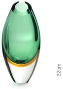 Gota Baixa 170 MS Bicolor Verde com Âmbar Murano Cristais Cadoro