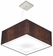 Lustre Pendente Duplo Quadrado Md-4128 Cúpula em Tecido 30/70x70cm Café - Bivolt