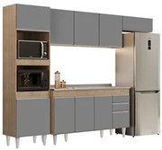 Armário de Cozinha Modulada 4 Peças CP12 Balcão com Pia Inox Castanho/