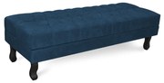 Puff Baú Decorativo Capitonê Luis XV 100x40cm Suede Azul - Sheep Estofados - Azul escuro