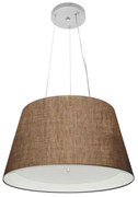 Lustre Pendente Cone Md-4119 Cúpula em Tecido 21/40x30cm Café / Branco - Bivolt