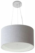 Lustre Pendente Cilíndrico Md-4319 Cúpula em Tecido 40x25cm Rustico Cinza / Branco - Bivolt