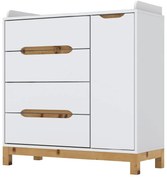 Cômoda Infantl Bebê MDF 4 Gavetas 1 Porta Branco