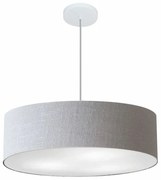 Lustre Pendente Cilíndrico Md-4221 Cúpula em Tecido 60x15cm Rustico Cinza - Bivolt