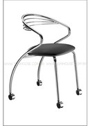 Cadeira Angola Cromada com Rodizios Corino Preto - 17604 Sun House