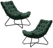 Kit 2 Poltronas Decorativas Sala de Estar Caim Base de Ferro Preto Suede Verde G41 - Gran Belo