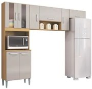 Armário de Cozinha Compacta 244cm 8 Portas Livy Z46 Damasco/Off White