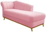 Recamier Vanessa 140cm Lado Direito Suede Rosa Bebê- ADJ Decor