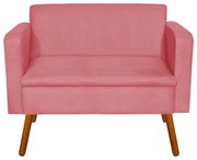 Sofá Retrô Namoradeira 2 Lugares Emília Suede Rose Pés Palito Castanho D'Rossi