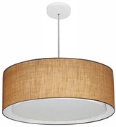 Lustre Pendente Cilíndrico Duplo Md-4297 Cúpula em Tecido 60x25cm Palha - Bivolt