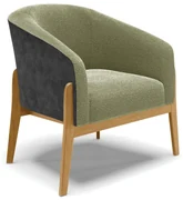 Poltrona Decorativa Base Madeira Stella PU Preto/Bouclê D03 - D'Rossi - Pistache