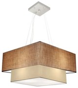 Lustre Pendente Quadrado Palha e Bege MJ-4345 Para Mesa de Jantar e Estar