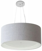 Lustre Pendente Cilíndrico Md-4145 Cúpula em Tecido 50x25cm Rustico Cinza / Branco - Bivolt