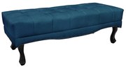 Recamier Decorativo 140cm Loewe Veludo Pés de Madeira Azul Marinho G63 - Gran Belo