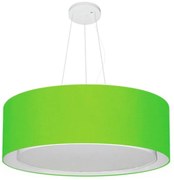 Lustre Pendente Cilíndrico Duplo Md-4125 Cúpula em Tecido 60x25cm Verde Limão - Bivolt