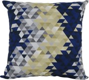 Capa almofada LYON Veludo estampado Triangulos Azul 43x43cm