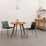 Conjunto Mesa de Jantar Square Laminada Redonda Natural - 88cm + 2 Cadeiras Spaguet Dai - Preto