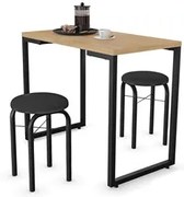 Conjunto Mesa de Cozinha Prattica Industrial 90cm com 2 Banquetas F02