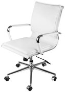 Cadeira Office Eames Baixa Assento Courino Branco com Base Cromada - 61946 Sun House